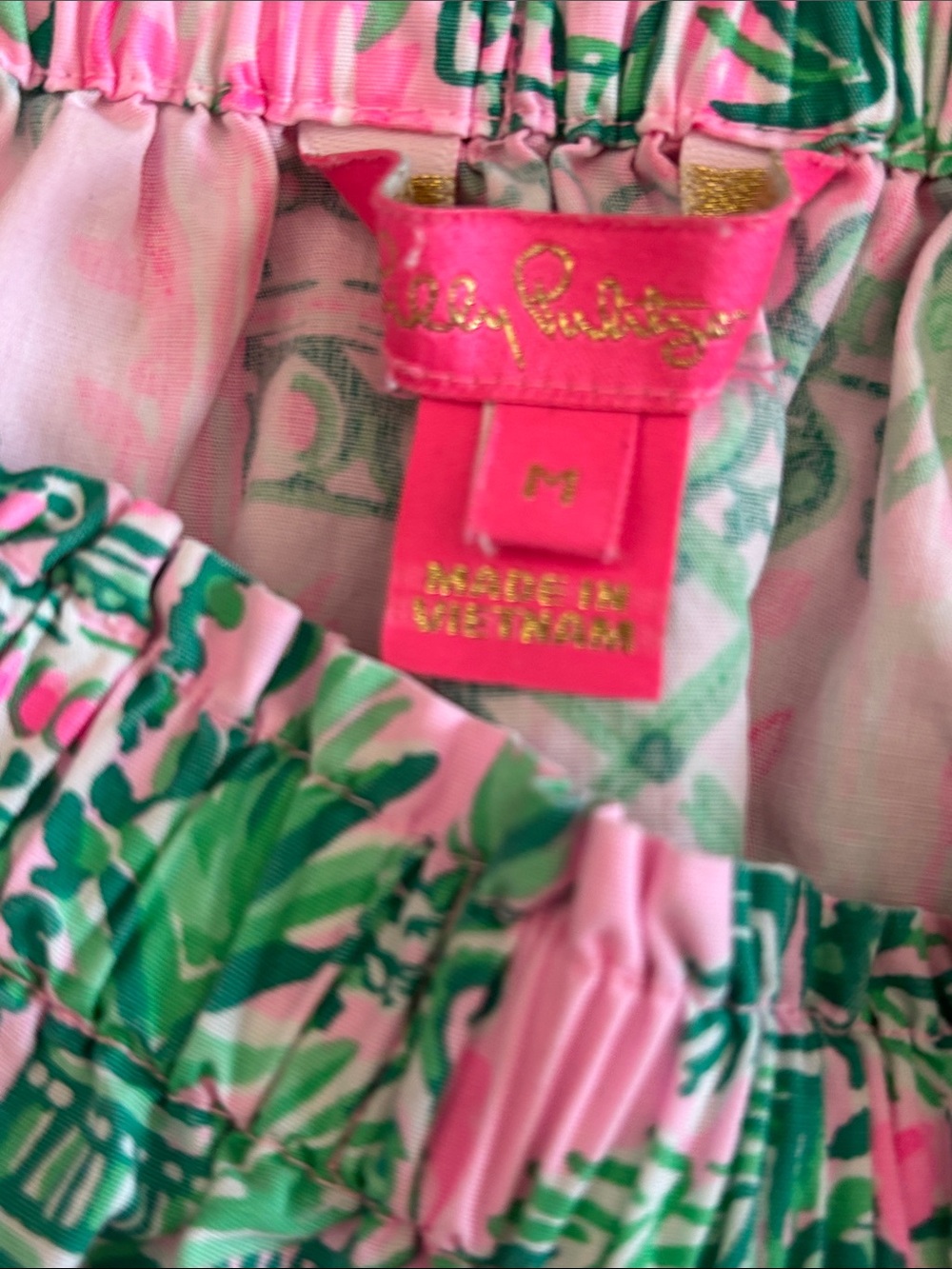 Lilly Pulitzer Winifred Off-The-Shoulder Top Mandevilla Baby Always Worth It M - Picture 9 of 9